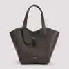 Giorgio Armani Logo Stamp Grained Leather Shoulder Bag In Mud