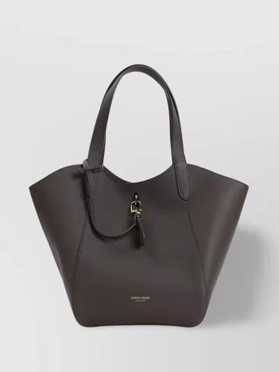 GIORGIO ARMANI CALF LEATHER SHOULDER BAG WITH TOP HANDLES