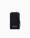 Giorgio Armani Calfskin And Suede Mobile Phone Holder In Black