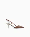 Giorgio Armani Calfskin Slingbacks With Mirror Details In Brown