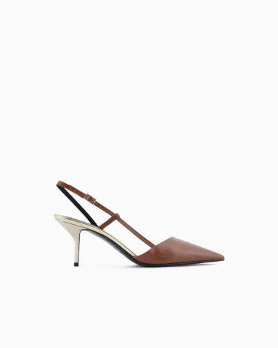 Giorgio Armani Calfskin Slingbacks With Mirror Details