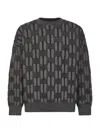 Giorgio Armani Geometric-pattern Crew-neck Sweater In Gray