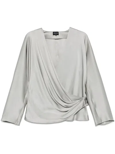 Giorgio Armani Camicia Doppio Raso Seta In Grey