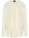 Giorgio Armani Silk Draped Shirt Front Pleats In White