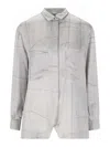 Giorgio Armani Printed Silk Satin Shirt In Grey