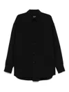 Giorgio Armani Midnight Blue Cotton Shirt With Classic Collar In Black