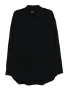 Giorgio Armani Midnight Blue Cotton Shirt With Classic Collar In Black