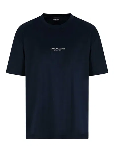 Giorgio Armani Cotton Interlock Crew-neck T-shirt In Black