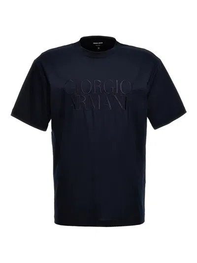 Giorgio Armani Logo T-shirt In Blue
