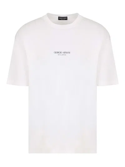 Giorgio Armani Logo Crew Neck T-shirt In White