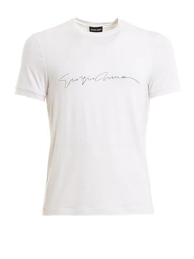 Giorgio Armani Signature Print T-shirt In White