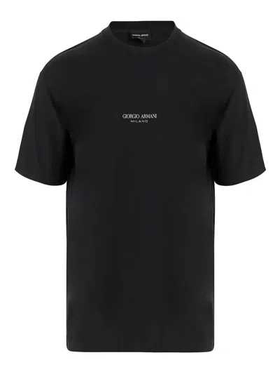 Giorgio Armani Cotton Interlock Crew-neck T-shirt In Black