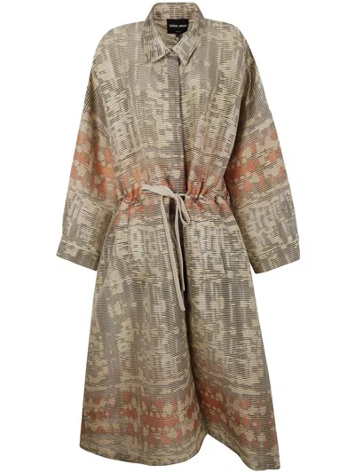 Giorgio Armani Cannete Jacquard Tiger Coat In Multicolour
