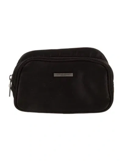 Pre-owned Giorgio Armani Canvas Portfolio In Black