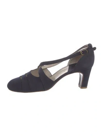 Pre-owned Giorgio Armani Canvas Slingback Pumps In Blue