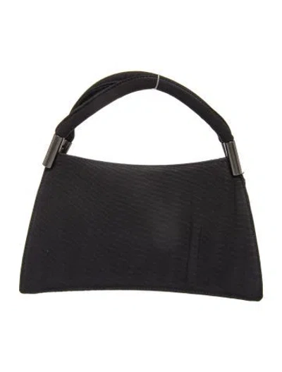 Pre-owned Giorgio Armani Canvas Top Handle Bag In Black