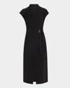 Giorgio Armani Cap-sleeve Cupro Wrap Midi Dress In Solid Black