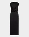 Giorgio Armani Cap-sleeve Double Silk Satin Gown In Solid Black