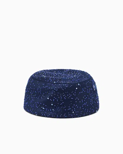 Giorgio Armani Cap With All-over Rhinestones In Blue
