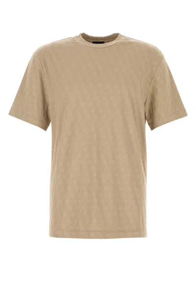 Giorgio Armani Cappuccino Stretch Viscose Blend T Shirt In Neutral