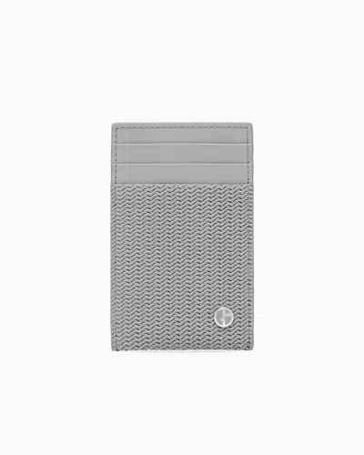 Giorgio Armani Card Holder In Embossed Leather In Beige