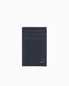Giorgio Armani Card Holder In Embossed Leather In Blue