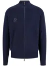 Giorgio Armani Virgin Wool Zip-up Sweater In Blue