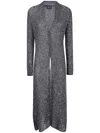 Giorgio Armani Longline Textured Knit Cardigan With Metallic Finish In Multi