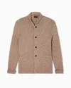 Giorgio Armani Cardigan Jacket In Knit Cashmere And Cotton In Brown