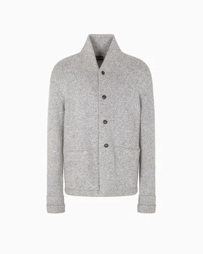 Giorgio Armani Cardigan Jacket In Knit Cashmere And Cotton In Gray
