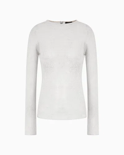 Giorgio Armani Cashmere And Mohair Wool Crew-neck Jumper In Grey