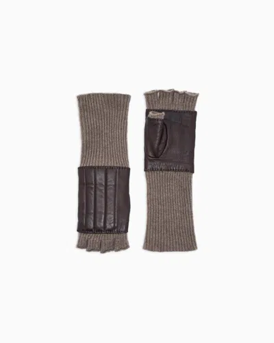 Giorgio Armani Cashmere And Nappa Leather Gloves In Brown