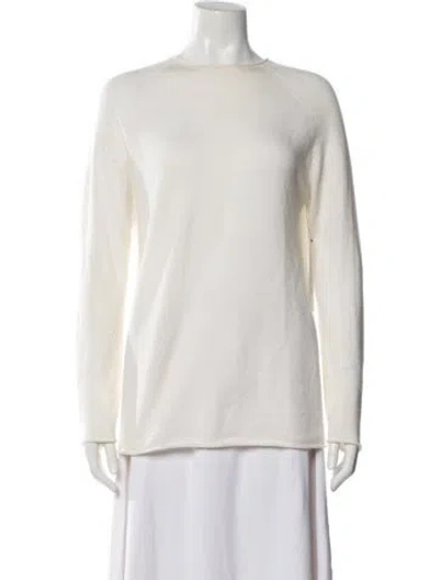 Pre-owned Giorgio Armani Cashmere Bateau Neckline Sweater In White