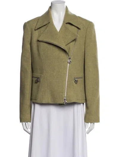Pre-owned Giorgio Armani Cashmere Biker Jacket In Green