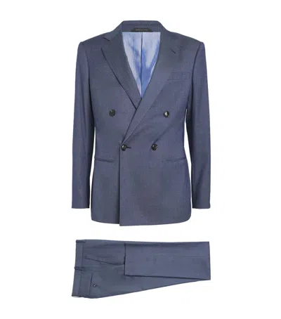 Giorgio Armani Cashmere-blend Double-breasted Soho Suit In Blue