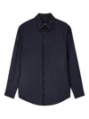 Giorgio Armani Regular-fit Shirt In Cashmere And Silk Twill In Blue