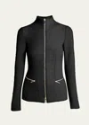 Giorgio Armani Cashmere-blend Zip-front Knit Jacket In Black