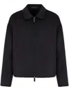 Giorgio Armani Cashmere-blend Zip-up Jacket In Black