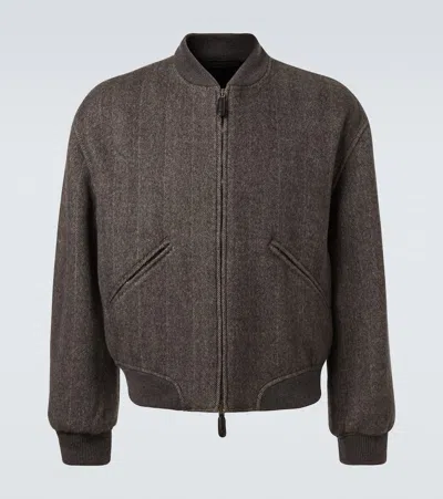 Giorgio Armani Cashmere Bomber Jacket In Brown