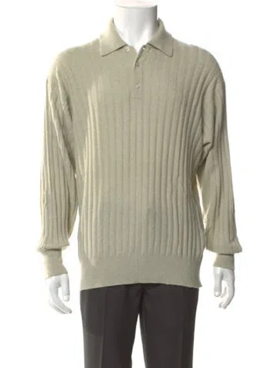 Pre-owned Giorgio Armani Cashmere Collar Polo Sweater In Green