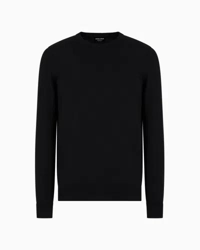 Giorgio Armani Official Store Pure Cashmere Crew-neck Jumper In Black