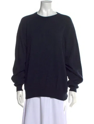 Pre-owned Giorgio Armani Cashmere Crew Neck Sweater In Blue