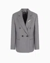 Giorgio Armani Cashmere Flannel Double-breasted Jacket In Gray