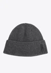 Giorgio Armani Grey Textured Beanie Hat In Gray