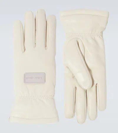 Giorgio Armani Cashmere-lined Leather Gloves In White