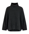 Giorgio Armani High Neck Cashmere Sweater With Dropped Shoulders In Gray