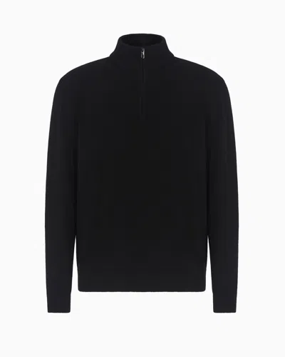 Giorgio Armani Cashmere Mock-neck Jumper In Black