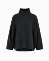 Giorgio Armani High Neck Cashmere Sweater With Dropped Shoulders In Gray