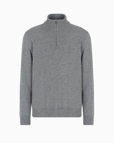 Giorgio Armani Cashmere Mock-neck Jumper In Grey