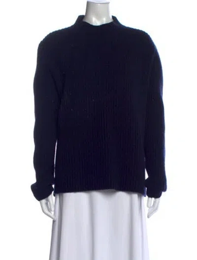 Pre-owned Giorgio Armani Cashmere Mock Neck Sweater In Blue